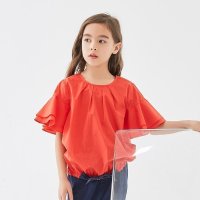 [2件2折价:19]米喜迪mecity童装女童衬衫蝴蝶结荷叶边短袖夏新款