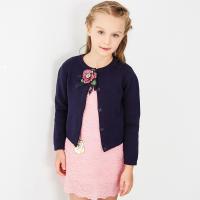 [99元3件]米喜迪mecity童装春新款女童蝴蝶结装饰开衫毛衣