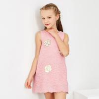 [99元3件]米喜迪mecity童装春秋女童双面翻变色珠片绣花蕾丝淑女连衣裙