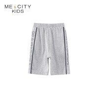 [2件2折价:19]米喜迪mecity童装夏新款男小童侧缝字母印花短裤针织裤