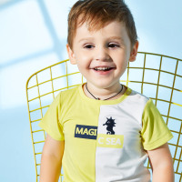 [2件2折价:19]米喜迪mecity童装夏新款男小童T恤拼接撞色小童短袖T恤