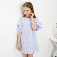 [2件2折价:23]米喜迪mecity童装夏新款女童条纹连衣裙时尚A字裙