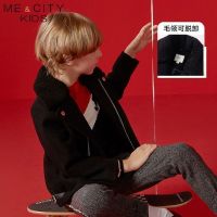 [好货直降:469]米喜迪mecity童装冬新款男童外套仿羊羔绒领机车式大衣