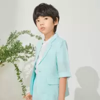 [2件2折价:55]米喜迪mecity童装夏新款男童校服小学生诗朗诵亚麻西装