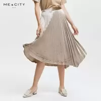 [1件5折价:110]MECITY女装秋季新款优雅香槟色不规则休闲半身裙