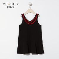 [1件3折价:78]米喜迪mecity童装春新款女童罗纹A字裙时尚V领背心连衣裙