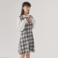 美特斯邦威圆领格子背心裙女无袖新款冬季都市束腰显瘦连衣裙