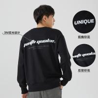 美特斯邦威圆领卫衣男潮流新款冬季3M反光印花加绒男士套头衫