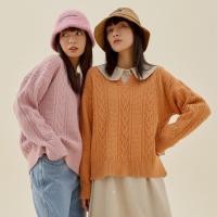 [1件5折价:110]美特斯邦威小开领毛衫女绞花新款冬季都市小心机设计女士毛衣