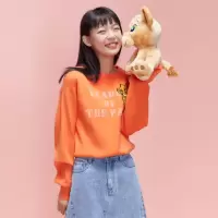 [1件3折价:49.5]美特斯邦威迪士尼家族长袖毛衣女宽松新款冬季可爱绣花套头衫