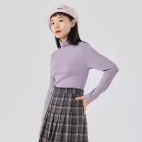 [1件5折价:59.5]美特斯邦威长袖毛衫女高领新款冬季薄款纯色淑女打底衫毛衣女