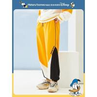 美特斯邦威休闲裤女宽松直筒潮流新款束脚拼色运动裤慢跑裤女