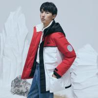 美特斯邦威极寒工装羽绒服男保暖连帽冬季新款拼接男士外套潮