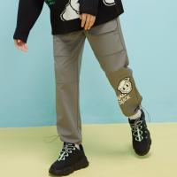 美特斯邦威唐老鸭联名休闲裤男新款冬季潮流印花抽绳直筒裤男