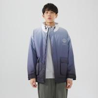 美特斯邦威渐变棉服男立领新款冬季韩版潮流印花宽松男士外套