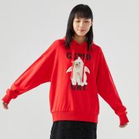 [1件5折价:100]美特斯邦威连帽卫衣女冬季新款潮流丘比喵正面刺绣女士套头衫