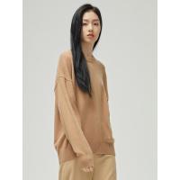 羊毛混纺MECITY女装冬季新款温柔风宽松圆领基础款针织毛衣女