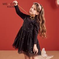 [99元3件]米喜迪mecity童装新款女童连衣裙假两件网纱可爱花童礼服女