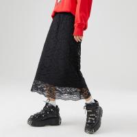 [1件5折价:70]美特斯邦威蕾丝双面穿毛织半身裙女新款冬季都市时尚高腰半裙