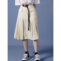 [2件2折价:29]美特斯邦威高腰百褶半身裙女新款秋季工装风褶皱中长款裙子女