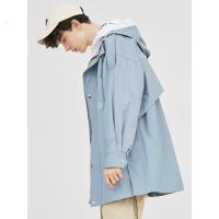 美特斯邦威派克外套男新款春季连帽潮流帅气宽松印花男士上衣