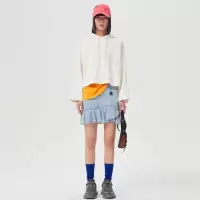 [1件3折价:49.5]美特斯邦威荷叶边牛仔半裙女新款春季时尚高腰显瘦半身裙子女