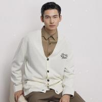 [1件5折价:120]MECITY男装21春季新款简约后背提花时尚毛衫商务休闲宽松上衣男