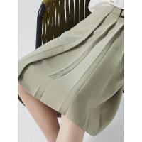 [2件2折价:56]MECITY女春夏式可甜可盐腰带装饰纯色素色百褶半身裙