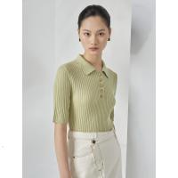 [1件5折价:120]羊毛混纺MECITY女装21春季新款POLO短袖时尚修身毛衣毛衫女