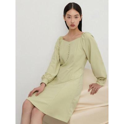 [2件2折价:78]MECITY女装春季新款优雅舒适简约可爱高腰休闲梭织连衣裙女