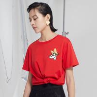 [2件2折价:71.8]迪士尼联名MECITY女装春季新款可爱减龄圆领刺绣图案短袖T恤