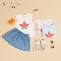 [2件2折价:19]米喜迪mecity童装夏新款女婴童西瓜星星印花针织无袖恤