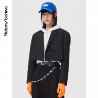 [1件3折价:105]美特斯邦威短款小西服女外搭新款春季时尚超短口袋廓形外套女