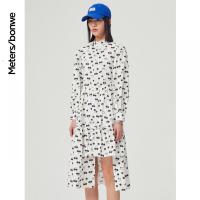 [2件2折价:79]美特斯邦威连衣裙女赫本风新款春季时尚碎花不对称荷叶边裙子