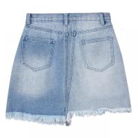 [1件5折价:60]美特斯邦威牛仔半身裙女新款夏季休闲潮流渐变色拼接牛仔短裙