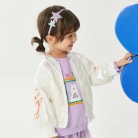[2件2折价:35.8]moomoo童装女童外套春秋装新款儿童女孩洋气可爱宝宝上衣花边袖