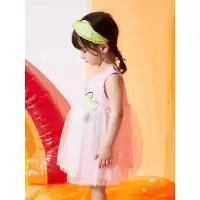 [2件2折价:22]moomoo童装女童连衣裙夏女婴童迪士尼米妮针织拼接网纱连衣裙