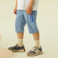 moomoo童装男童中短裤儿童裤子夏季休闲男童撞色细节牛仔五分裤