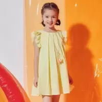 [2件2折价:49]moomoo童装女童连衣裙夏季新款女孩儿简约小清新设计感小众裙子