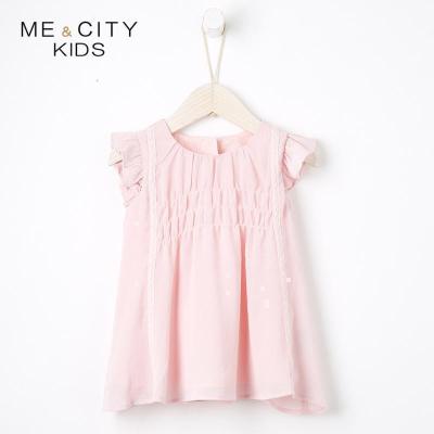 [2件2折价:55]米喜迪mecity童装夏装新款女婴童连衣裙飞袖梭织宝宝洋气裙