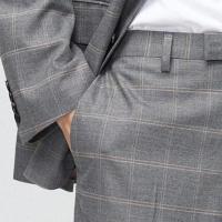 [1件5折价:85]MECITY男装春秋弹力休闲格纹商务西裤宽松直筒休闲西裤长裤男