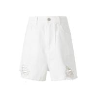 [1件3折价:82.5]纯棉MECITY女装夏季新款潮流时尚个性高腰毛边破洞牛仔短裤女