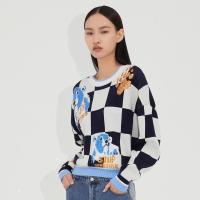 [2件2折价:112]羊毛混纺MECITY女装春季新款青春圆领简约长袖毛衫女