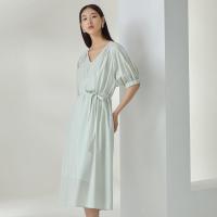 [2件2折价:135]莱赛尔天丝MECITY女装夏季新款英伦纯色腰带宽松气质连衣裙女