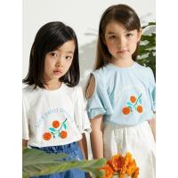 [2件2折价:29]米喜迪mecity童装夏新款女童手工珠绣露肩袖针织短袖T恤