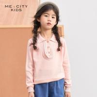 [1件5折价:97.5]米喜迪mecity童装春装新款女童木耳边花边韩版长袖POLO毛衫