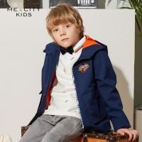 [2件2折价:49]米喜迪mecity童装春装新款男童刺绣图案工装大口袋连帽夹克
