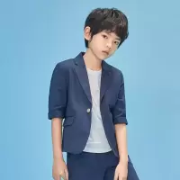 [2件2折价:69]米喜迪mecity童装夏男童亚麻休闲斜纹帅气潮流中袖青春