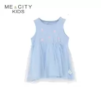 [99元3件]米喜迪mecity童装夏新款女小童婴儿网纱拼接T恤连衣裙