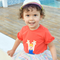 [1件3折价:25.5]米喜迪mecity童装夏新款女小童运动平面针织柔软舒适短袖T恤